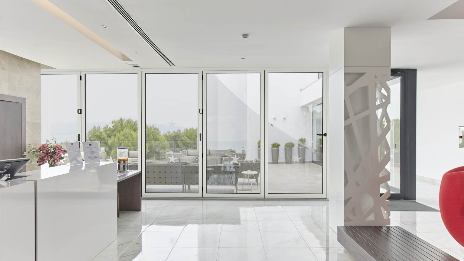 white aluminium bifold doors