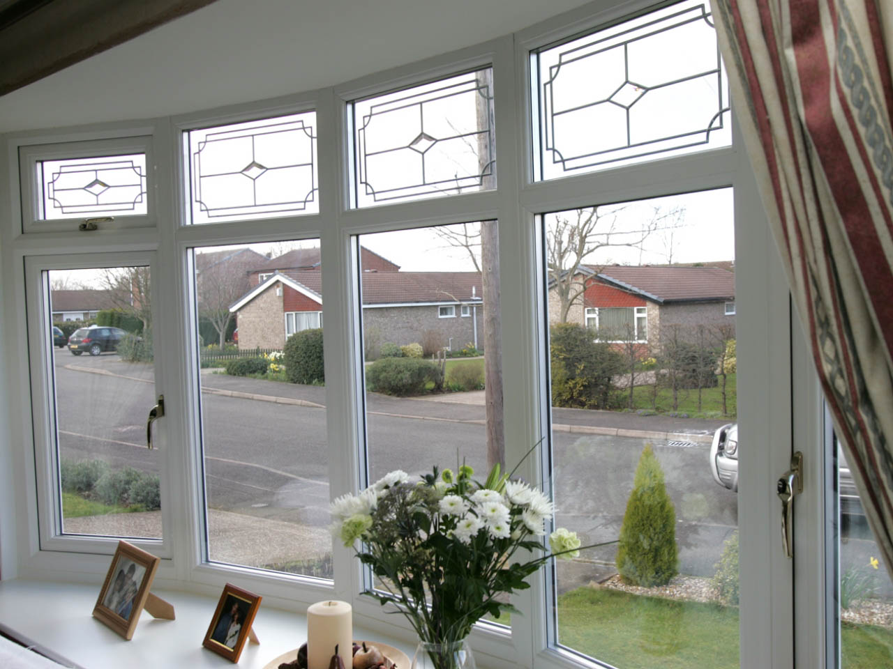 inside view of a white bow window