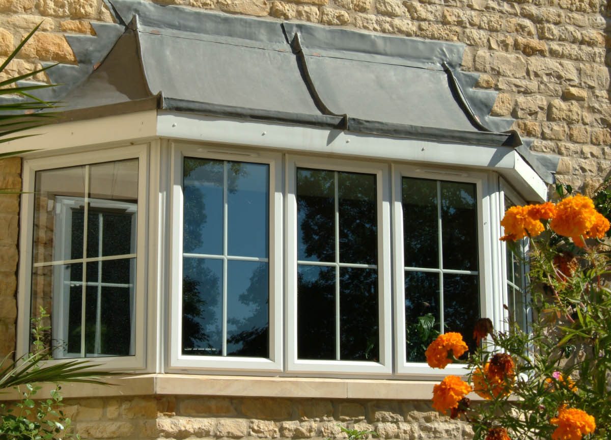 white double glazed upvc bay window