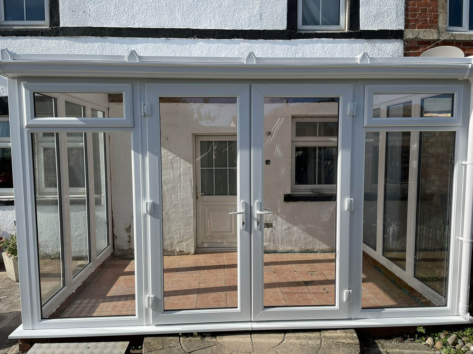 white conservatory french doors