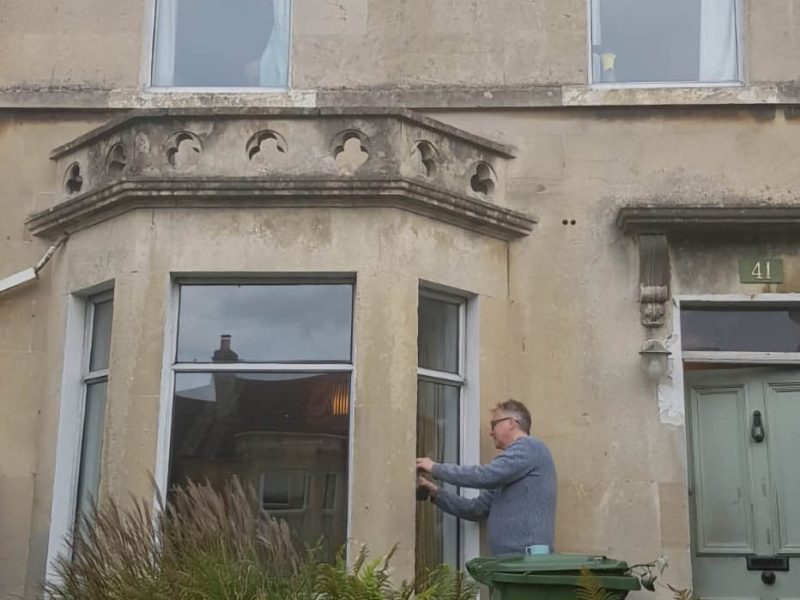 exterior view of an old fashioned bay window