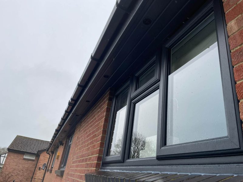 close up of black casement windows