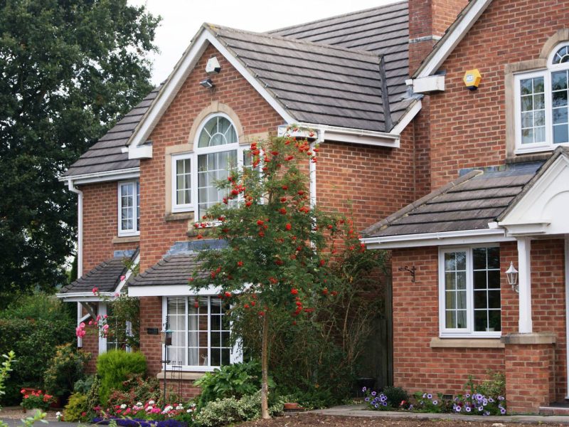 traditional house with white windows