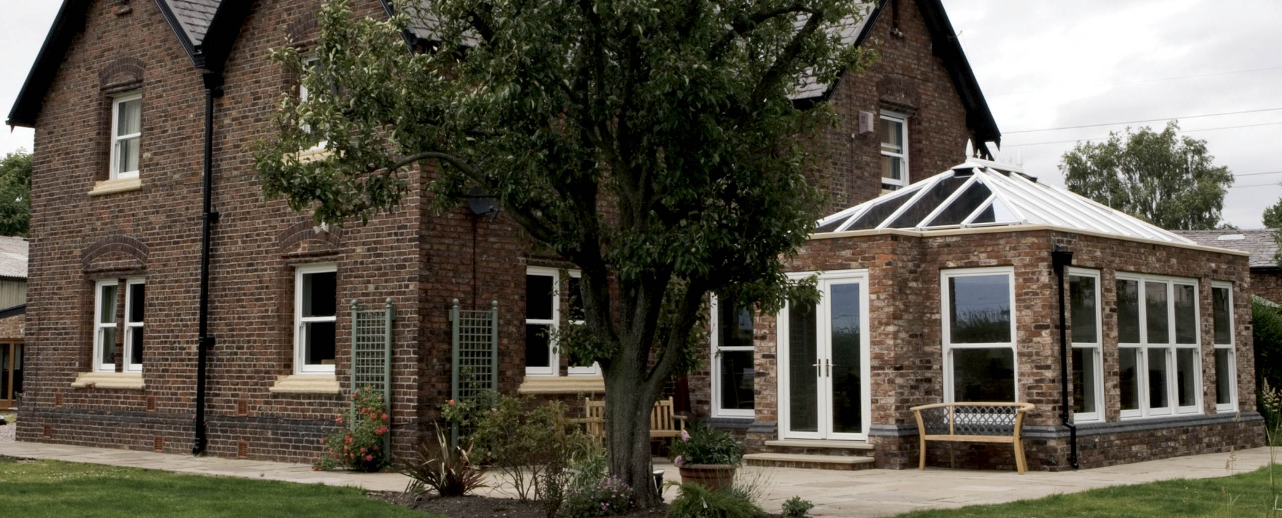 large house with a classic orangery