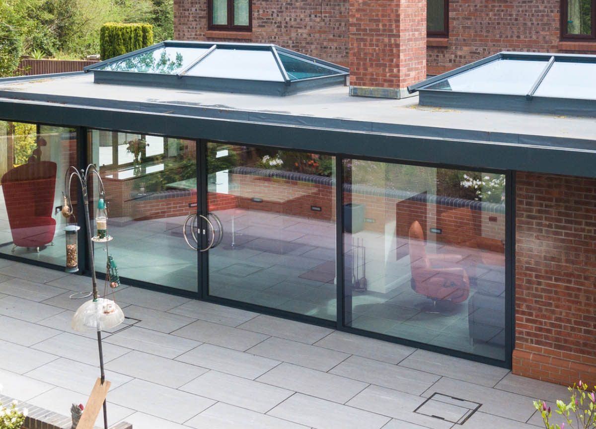 modern orangery with two roof lanterns
