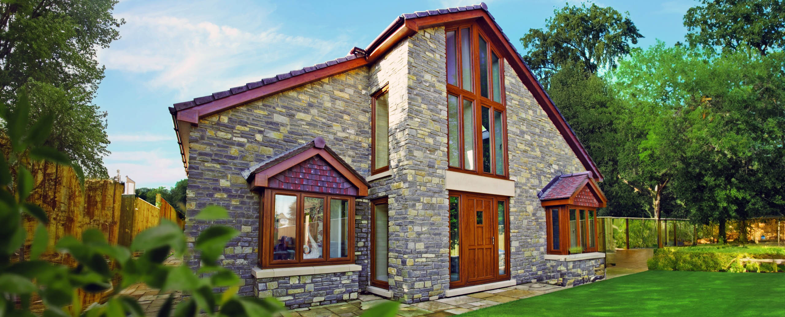 photo of a countryside house with modern windows, doors and roofline