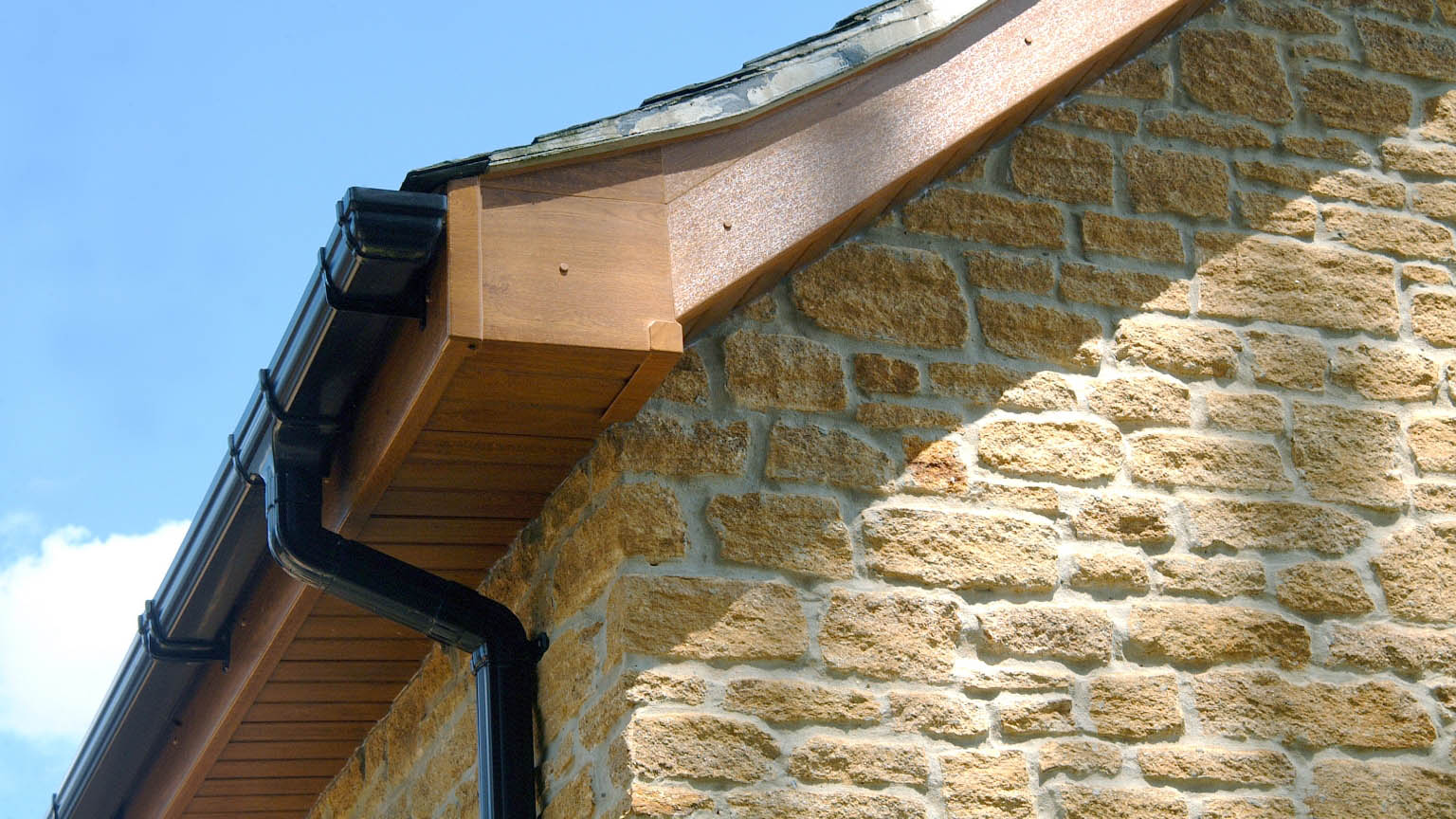 close up of wooden fascia and soffit boards