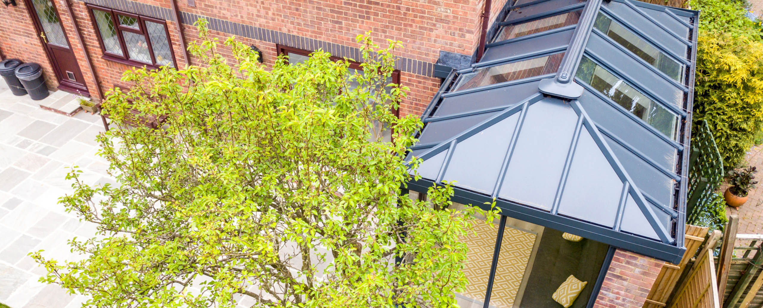 solid conservatory roof seen from overhead