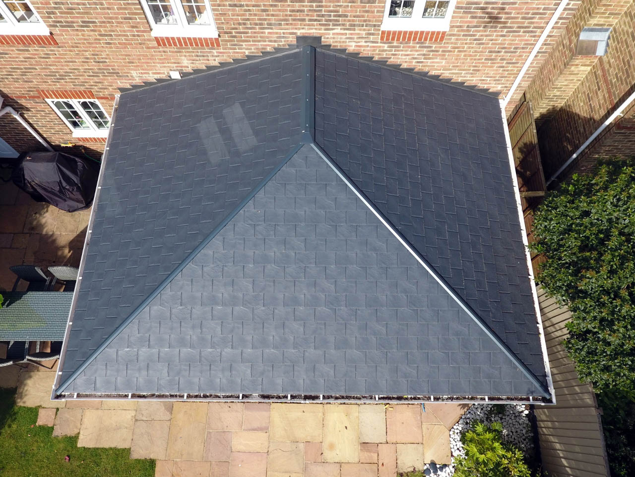 overhead photo of a tiled roof